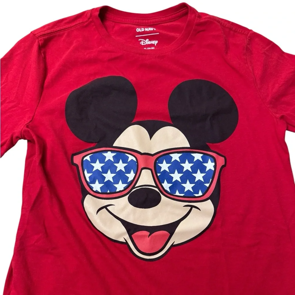 Old Navy | Red Mickey Mouse Kids T-Shirt Size XL 14-16 Sunglasses Fourth of July